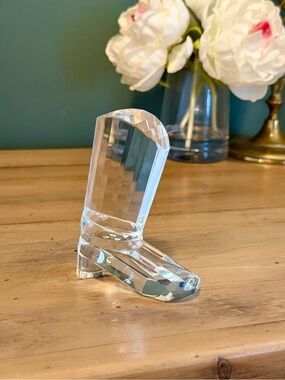 Vintage Oleg Cassini Crystal Cowboy Boot Figurine Paperweight